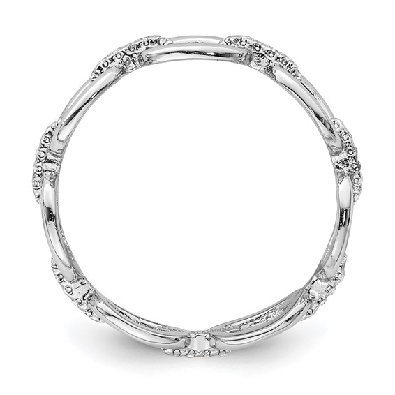 Sterling Silver Rhodium-plated CZ Bars & Oval Links Band