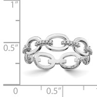 Sterling Silver Rhodium-plated CZ Bars & Oval Links Band view 3