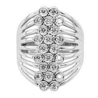 Sterling Silver Rhodium-plated Multi-row Bezel CZ Ring view 5