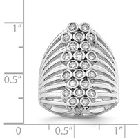 Sterling Silver Rhodium-plated Multi-row Bezel CZ Ring view 3