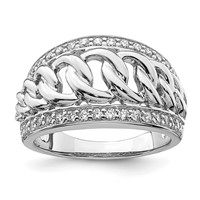 Sterling Silver Rhodium Plated CZ Ring view 1