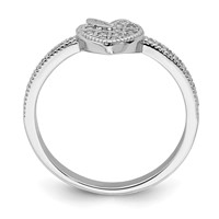 Sterling Silver Hearts Rhodium Plated CZ Ring view 2