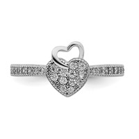 Sterling Silver Hearts Rhodium Plated CZ Ring view 5