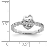 Sterling Silver Hearts Rhodium Plated CZ Ring view 3