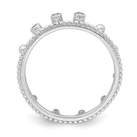 Sterling Silver Rhodium-Plated CZ Crown Ring view 2