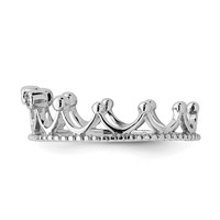Sterling Silver Rhodium-Plated CZ Crown Ring view 4