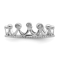 Sterling Silver Rhodium-Plated CZ Crown Ring view 5