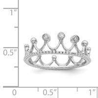 Sterling Silver Rhodium-Plated CZ Crown Ring view 3