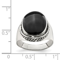 Sterling Silver Polished Black Onyx Ring view 3