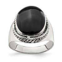 Sterling Silver Polished Black Onyx Ring view 1