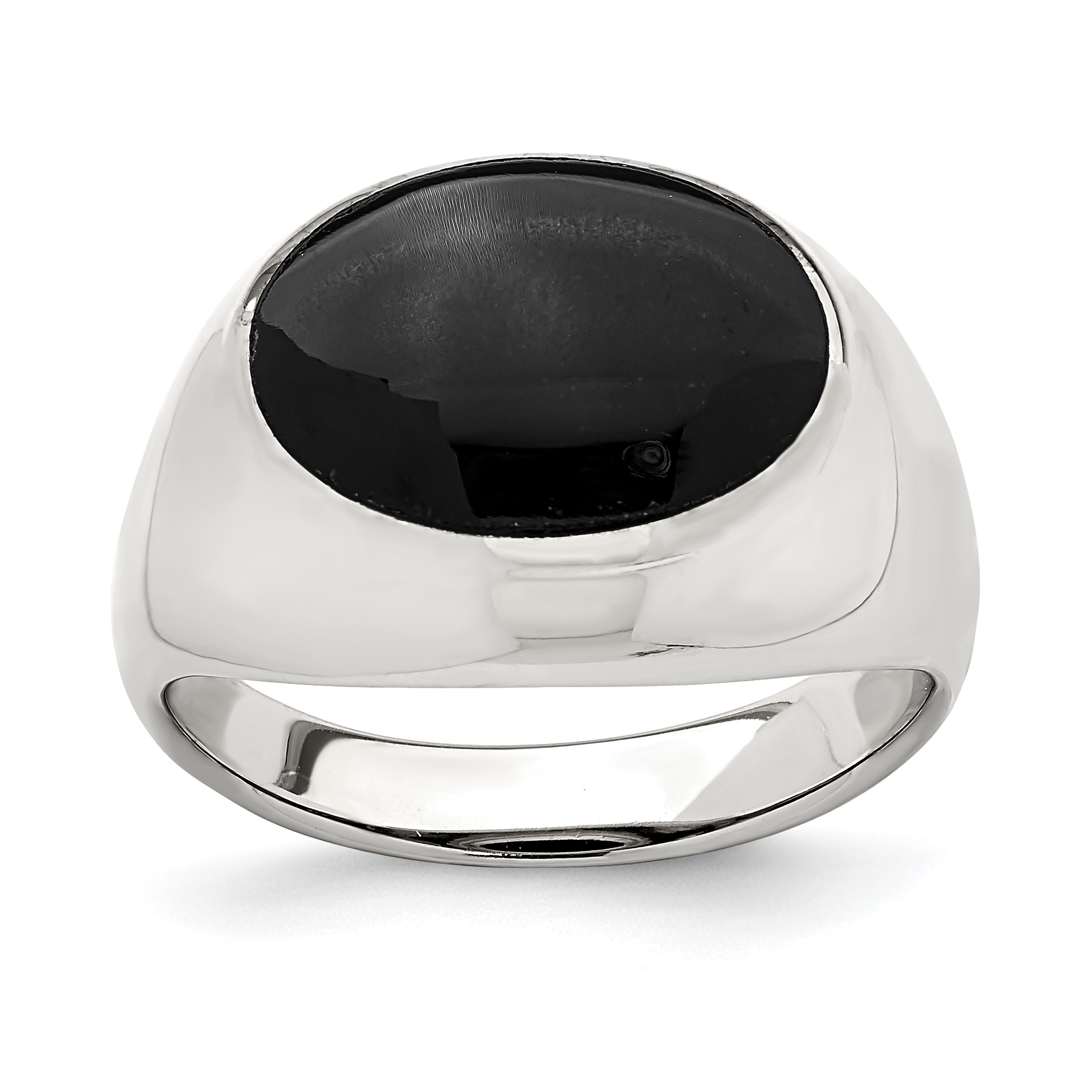 Sterling Silver Polished Black Onyx Ring (QR6987-6)