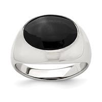 Sterling Silver Polished Black Onyx Ring view 1