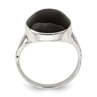 Sterling Silver Polished Black Onyx Oval Cut Ring view 2