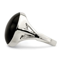 Sterling Silver Polished Black Onyx Oval Cut Ring view 4