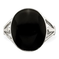Sterling Silver Polished Black Onyx Oval Cut Ring view 5
