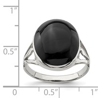 Sterling Silver Polished Black Onyx Oval Cut Ring view 3