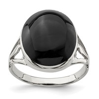 Sterling Silver Polished Black Onyx Oval Cut Ring view 1
