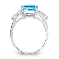 Sterling Silver Rhodium Blue Topaz Ring view 2