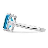 Sterling Silver Rhodium Blue Topaz Ring view 3