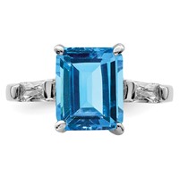 Sterling Silver Rhodium Blue Topaz Ring view 5