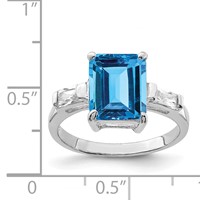 Sterling Silver Rhodium Blue Topaz Ring view 4