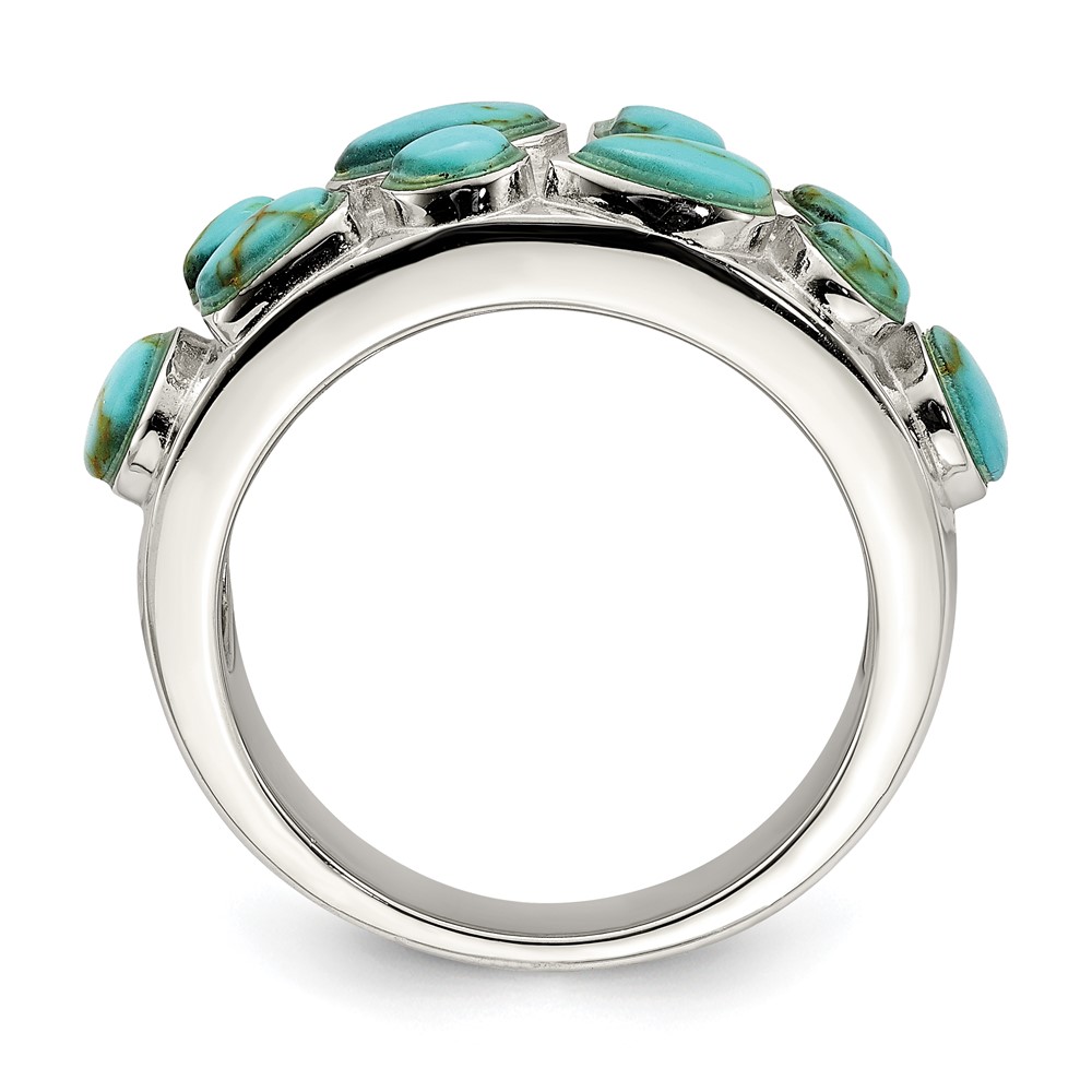 Sterling Silver Synthetic Turquoise Inlay Ring (QR6990-6)