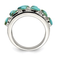 Sterling Silver Synthetic Turquoise Inlay Ring view 2