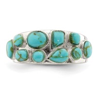 Sterling Silver Synthetic Turquoise Inlay Ring view 4