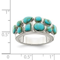 Sterling Silver Synthetic Turquoise Inlay Ring view 5
