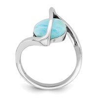 Sterling Silver Rhodium-plated Larimar Twisted Ring view 2