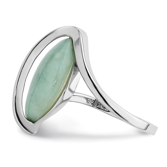 Sterling Silver Rhodium-plated Larimar Twisted Ring