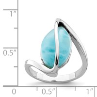 Sterling Silver Rhodium-plated Larimar Twisted Ring view 4