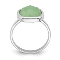 Sterling Silver Rhodium Plated Green CZ Ring view 2
