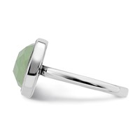 Sterling Silver Rhodium Plated Green CZ Ring view 3