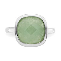 Sterling Silver Rhodium Plated Green CZ Ring view 4