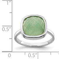 Sterling Silver Rhodium Plated Green CZ Ring view 5