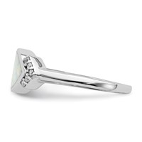 Sterling Silver Rhodium-plated Marquise Lab Created Opal & CZ Ring view 3