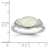 Sterling Silver Rhodium-plated Marquise Lab Created Opal & CZ Ring view 5