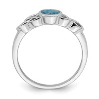 Sterling Silver Rhodium-plated Lab Created Opal Ring view 2