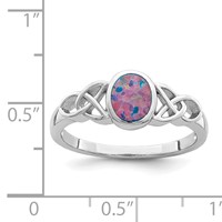 Sterling Silver Rhodium-plated Lab Created Opal Ring view 5