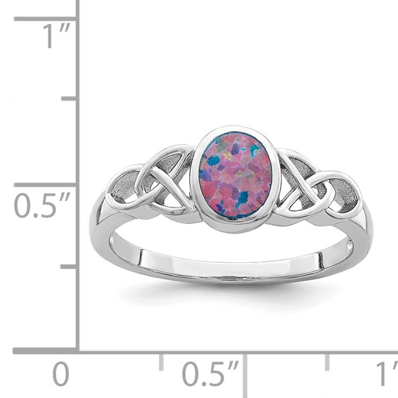 Sterling Silver Rhodium-plated Lab Created Opal Ring