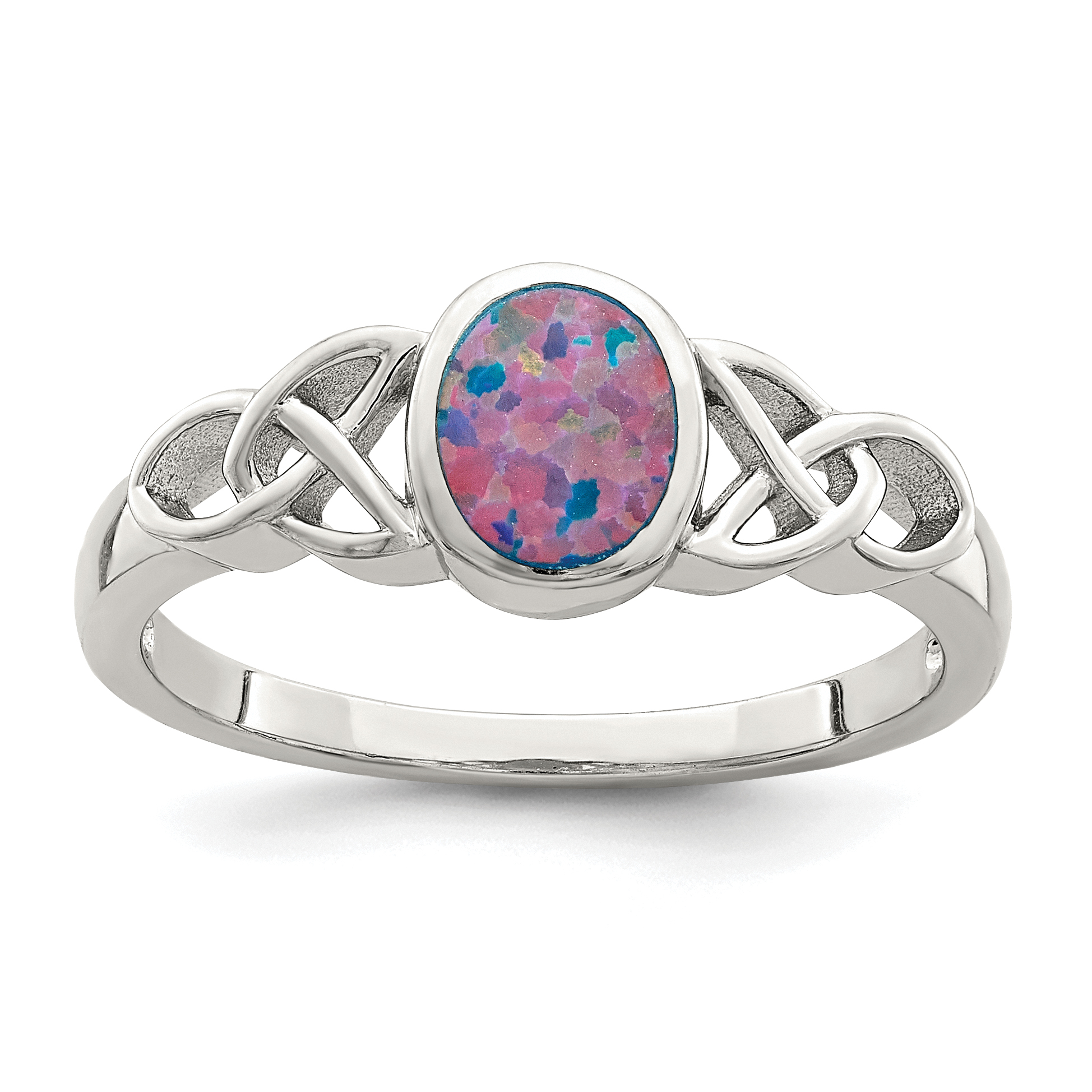 Sterling Silver Rhodium-plated Lab Created Opal Ring (QR6998-6)