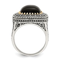 Sterling Silver W 14K Onyx Ring view 2