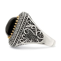 Sterling Silver W 14K Onyx Ring view 3