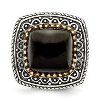 Sterling Silver W 14K Onyx Ring view 4