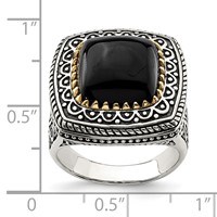 Sterling Silver W 14K Onyx Ring view 5