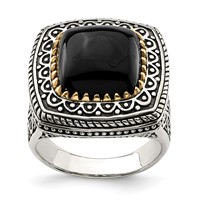 Sterling Silver W 14K Onyx Ring view 1