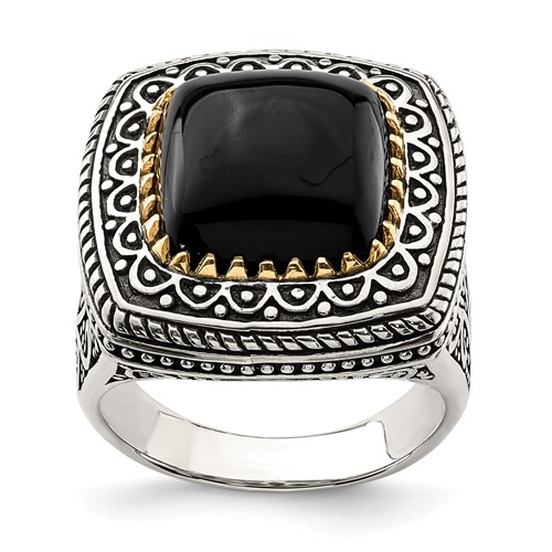 Sterling Silver Ring with 14K Onyx