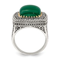 Sterling Silver Ring with 14K Green Onyx view 2