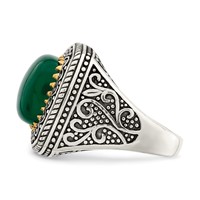 Sterling Silver Ring with 14K Green Onyx view 3
